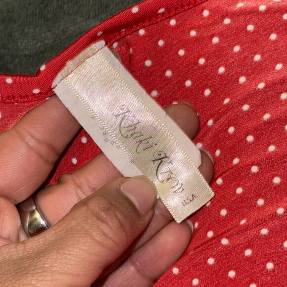 Vintage Khaki Krew Midi Dress Women's Large Red Polka Dot Classic Strap Pullover - Picture 7 of 8